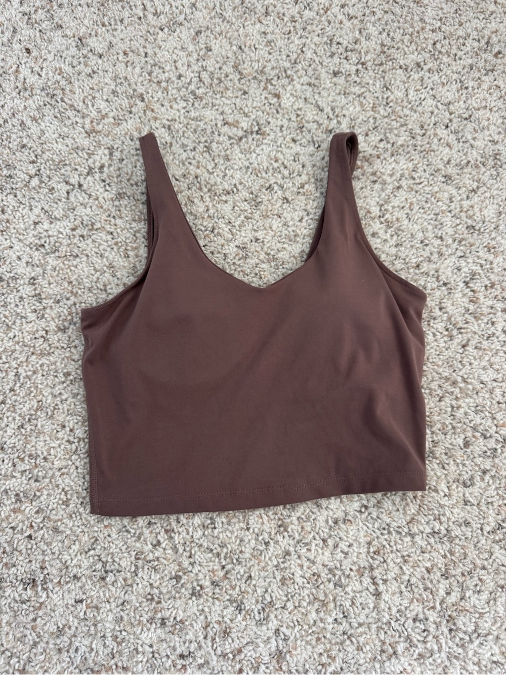 90 Degree By Reflex Chocolate Brown V-Neck Crop Tank
